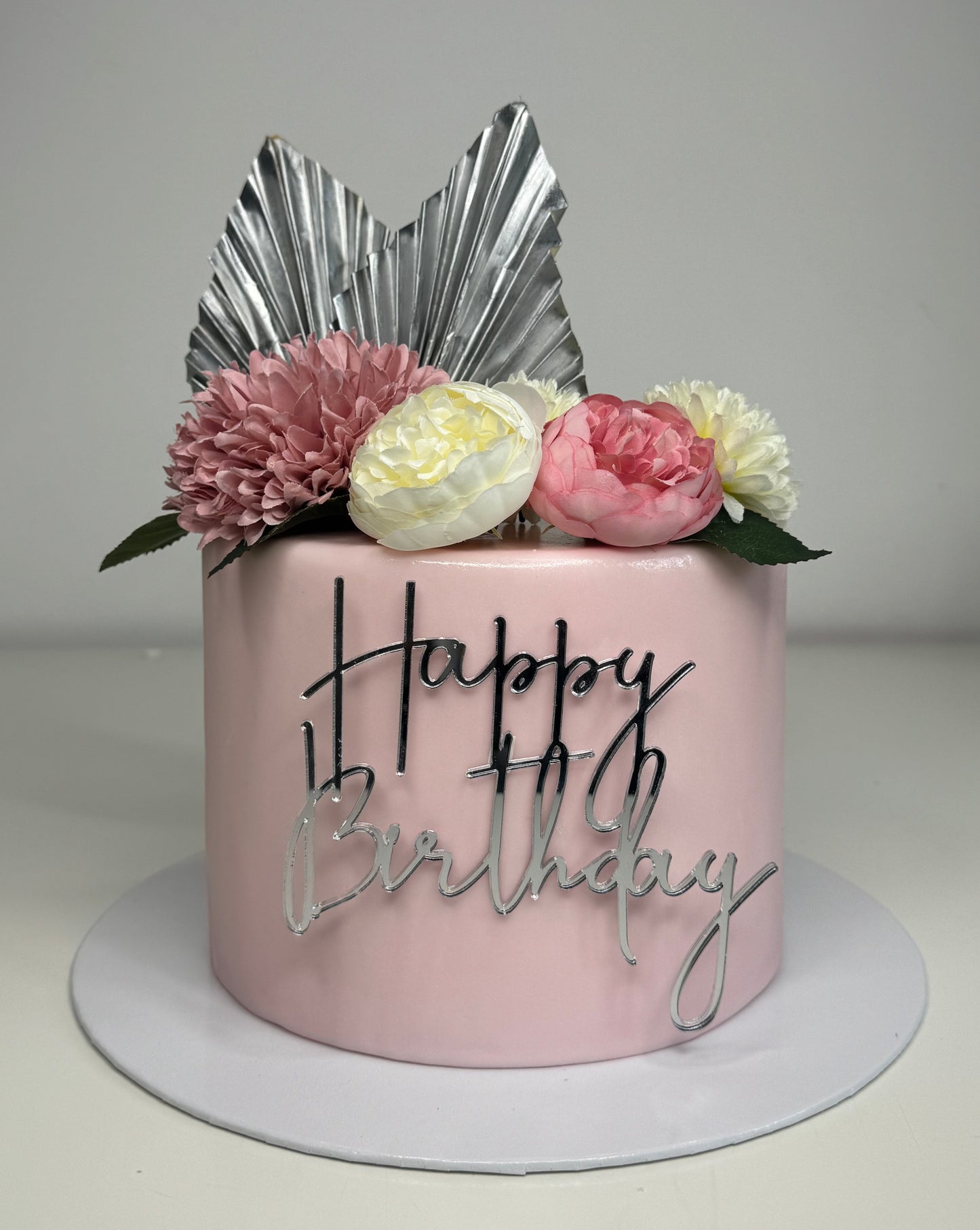 Élégance en fleurs Rose - Gâteau factice