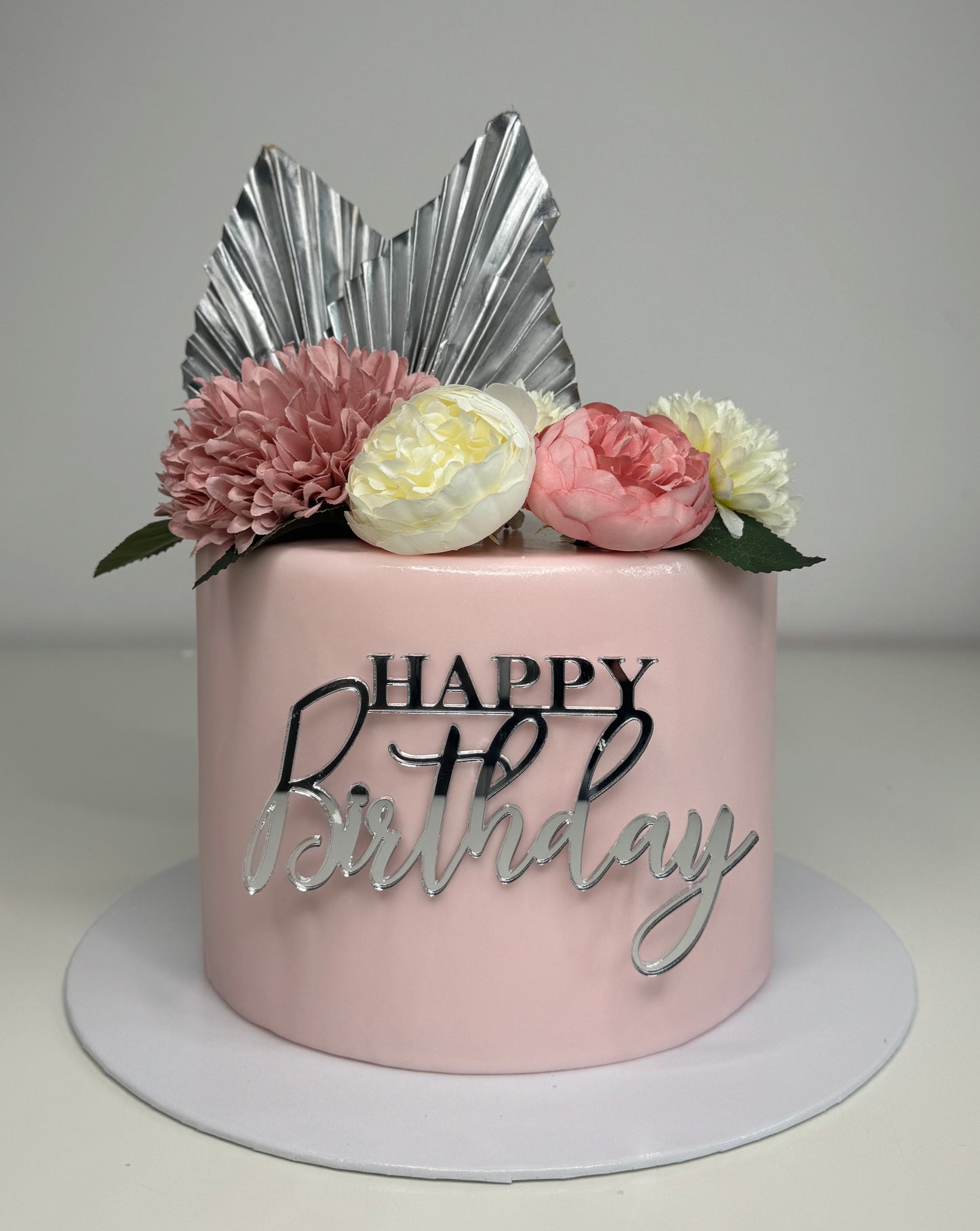 Élégance en fleurs Rose - Gâteau factice